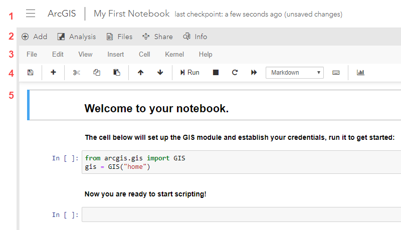 Komponenten des Notebook-Editors