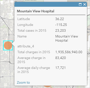 Pop-up mit Informationen zum Mountain View Hospital