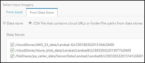 Data Stores und Dateien aus der angegebenen CSV-Datei