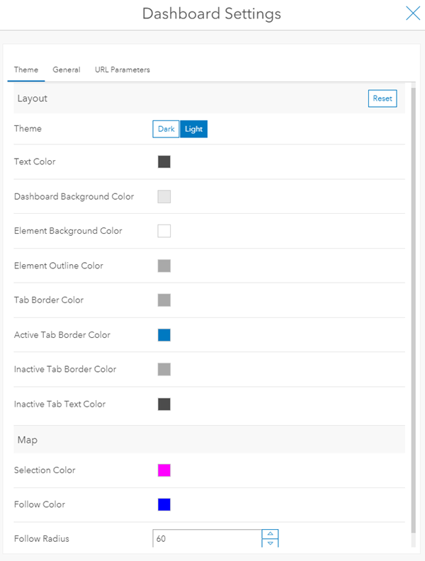 Registerkarte "Design" in den Dashboard-Einstellungen