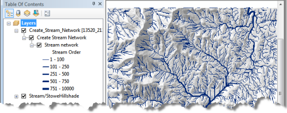 ArcMap nach der Ausführung des Tasks "Create Steam Network"